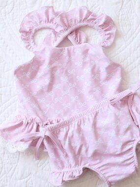 Pink Bonnet Bows 2 Piece Swimsuit